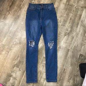 Fashion Nova High Waisted Ripped Distressed Jeans